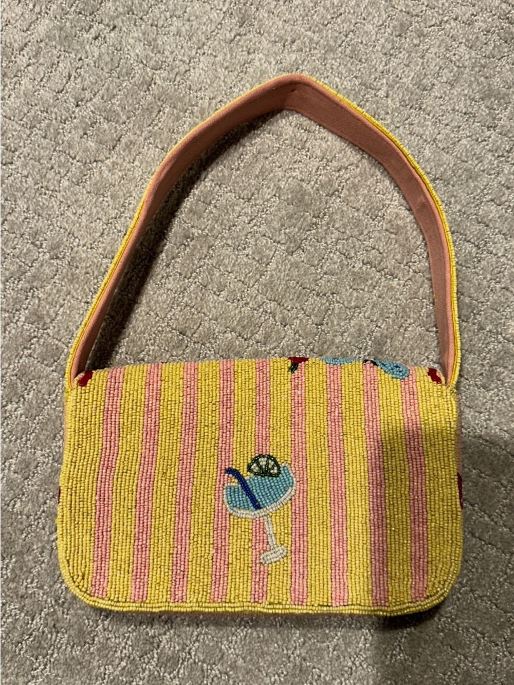 Beaded Yellow 'La Dolce Vita' Shoulder Bag - Picture 2 of 3